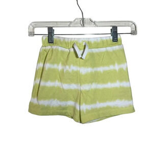 365 Kids Shorts Girls Size 7 Lime Green White Tie Dye Striped Elastic Waist Kids